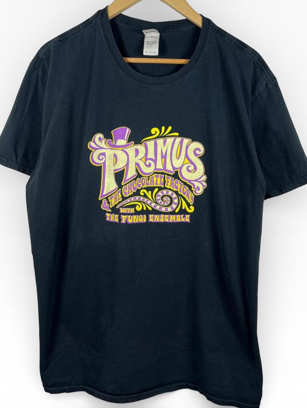 Y2K Primus Band Tee Chocolate Factory Graphic Mens Size XL Tour T-Shirt 2015